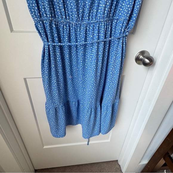 Banana Republic Women’s Belted Blue White Floral Dress XL Polyester-Spandex Chic - Picture 8 of 12